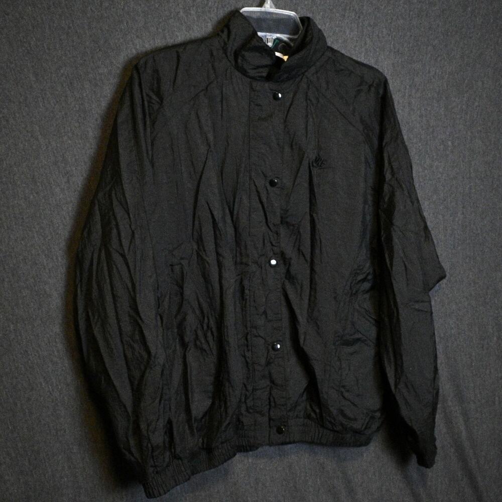 Nike Men's M Snap Front Loose Fit Windbreaker Track Jacket Y2K Black Streetwear